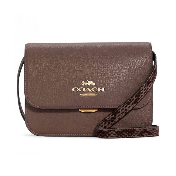 Coach Brynn Flap Snake Embossed Trim Crossbody - Oxblood Metallic Cherry - Picture 1 of 7